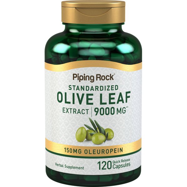 Piping Rock Olive Leaf Extract 120 Capsules | 9000mg | 150mg Oleuropein | Standardized Herbal Supplement | Non-GMO, Gluten Free