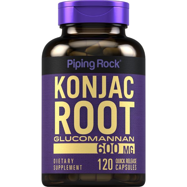 Piping Rock Glucomannan Capsules 600mg | 120 Pills | Konjac Root Fiber Supplement | Non-GMO, Gluten Free