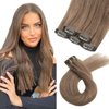 FUBILI Ash Brown clip in hair extensions Natural Remy Real Human straight Hair Extensions 30g 5pcs 20 Inch