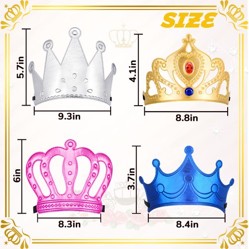 Epakh 27 Pcs Princess Crown Set with 16 DIY Crowns and 11 Diamond Stickers for Party Supplies