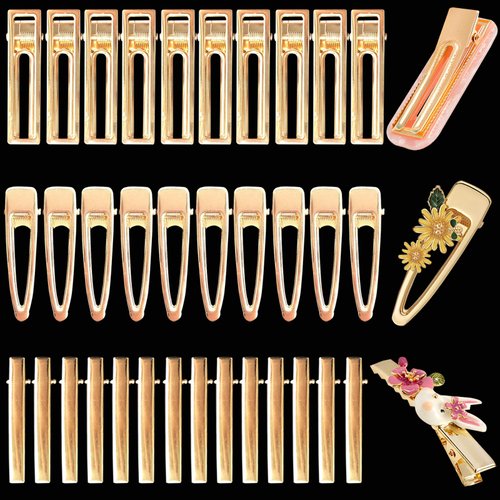 DHSHRUN 60PCS Metal Hair Clips Including Alligator, Water Drop, and Long Strip Designs for Resin Molds, DIY Accessories for Resin Art Crafts