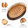 Maji Mama Handmade Oval Wooden Hair Brush Mini Cosmetic Mirror Set,Mini Travel Portable Hairbrush with Bamboo Pins/Boar Bristles (Bamboo Pins)