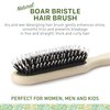 Natural Boar Bristle Hair Brush for Women, Men, Kids; Dry and Wet Detangling Hair Brush Gently Enhances Shine, Smooths Frizz and Prevents Breakage in Fine and Straight, Thick and Curly Hair (long)