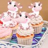 Pink Cow Cupcake Toppers Decorations 24pcs Cow Birthday Cupcake Toppers Decorations Cow Theme Birthday Party Decorations for Girls Farm Animal Theme Birthday Party Baby Shower Supplies
