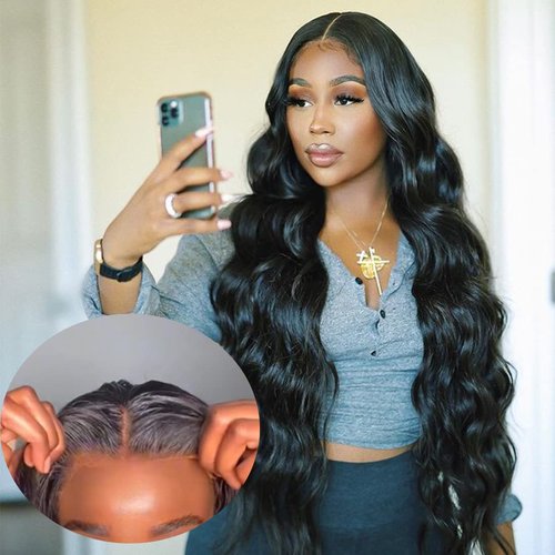 Nerkre Wear & Go Glueless Wig for Beginners Body Wave Lace Front Wigs Human Hair Black Women Upgraded No Glue Ready To 4x4 Pre Cut Plucked With Baby 180% Density 28 Inch, 1.0 Count