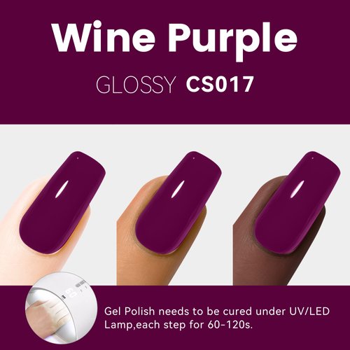 YTD Likomey Gel Nail Polish,1 Pcs 15ml Wine Purple Soak Off UV Nail Gel Varnish,Salon Home DIY Manicure High Pigment Raspberry Deep Plum Gel Polish,CS017