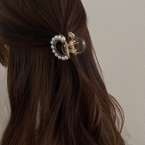 3 Pcs Pearl Hair Claw Clips for Women Small Pearl Hair Clips Nonslip Strong High Ponytail Holder Fashion Thick Thin Hair Jaw Clips Horsetail Clamps Hair Accessories for Daily Use Birthday