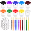 Homkare Paint Cups with Lids for Kids, No Spill Paint Cups with Lids, Paint Container with Lids Including Toddler Paint Brushes & Palette Tray (Pack of 23)