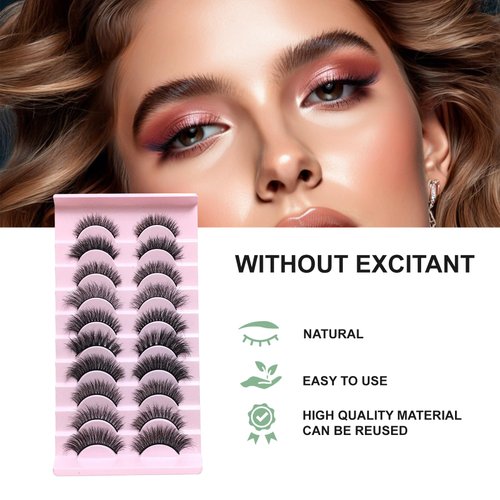 Wffenhefragrance dramatic lashes| 10 hybrid lashes | eyelashes various sizes | Easy to Apply & Reusable |Eyelashes of varied lengths are suitable for various occasions