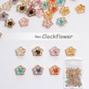 60Pcs Flower Nail Charms 3D Lovely Floral Nail Art Charms Gold Edge Flower Resin Nail Jewelry for Acrylic Nails Spring Cherry Blossoms Petals Nail Gems for Women Girls DIY Craft Nail Decorations