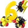 Red Black Yellow Number 6 Balloon Kit for Kids Party, 6 Balloon Cartoon Birthday Party Decorations, 6 Balloon Number for Kids Cartoon Birthday Party Decorations Supplies