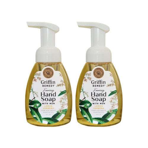 Griffin Remedy Foaming Hand Soap - Lemon Verbena Essential Oils and Organic MSM, Moisturizing, All-Natural, Paraben-Free 8 fl oz, 2 count