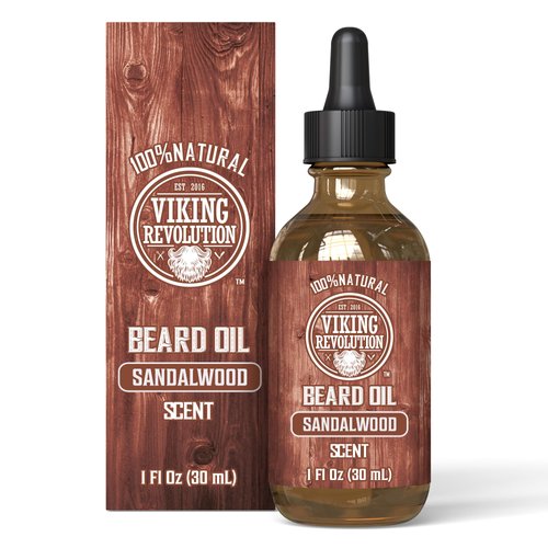 Viking Revolution Beard Oil Conditioner - All Natural Sandalwood Scent with Argan & Jojoba Oils - Softens & Strengthens Beards and Mustaches for Men (Sandalwood, 1 Pack)