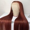 YMS Reddish Brown Human Hair Wigs for Black Women Transparent Lace Front Wigs Human Hair Pre Plucked 150% Density Straight Human Hair Lace Front Wigs (18 inch, Reddish Brown)