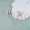 Allereyae Crystal Pearl Wedding Hairpins Barrette Rhinestone Pearl Flower Hair Pins Barrette Gold CZ Pearl Bling Bridal Headpieces Head Clip Headwear Bridal Hair Accessories 2Pcs
