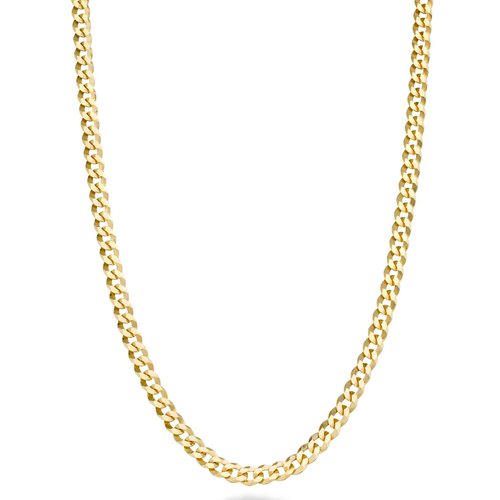 Miabella Italian Solid 18k Gold Over 925 Sterling Silver 3.5mm Diamond Cut Cuban Link Curb Chain Necklace for Women Men, Made in Italy (Length 22 Inches (men's average length))