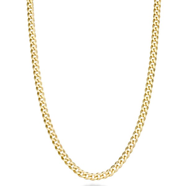 Miabella Italian Solid 18k Gold Over 925 Sterling Silver 3.5mm Diamond Cut Cuban Link Curb Chain Necklace for Women Men, Made in Italy (Length 22 Inches (men's average length))