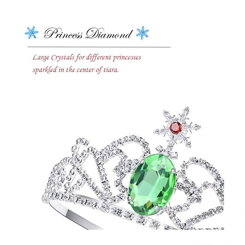 Lovelyshop Green Diamond Snowflake Rhinestone Tiara Princess Anna Crown