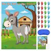 FEPITO Pin The Tail on The Donkey Party Game with 24 Pcs Tails for Kids Birthday Party Decorations, Carnival Circus Party Supplies