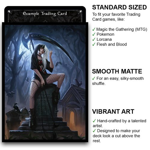 Fantasy North - Riley - Daddy's Little Devil - 100 Smooth Matte TCG Trading Card Sleeves - Anime - Fits Magic MTG Commander Pokemon and Other Card Games - Playing Card Sleeves