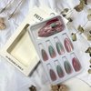 Press on Nails Medium Length Almond False Nails Gradient Cat Eye Fake Nails Artificial Acrylic Nails Fashion Charm Stick on Nails Full Cover Glossy Reusable Coffin Nails Glue on Nails for Women