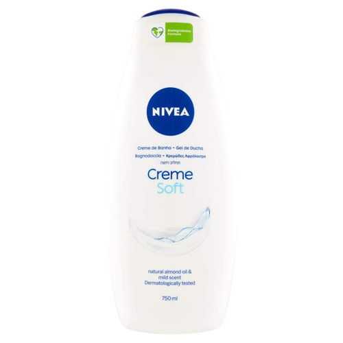Nivea Body Wash - Creme Soft - With Almond Oil - Net Wt. 25.36 FL OZ (750 mL) Per Bottle - One (1) Bottle
