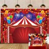 Red Circus Backdrop 7x5FT Carnival Theme Tent Photography Background Circus Amusement Park Fireworks Balloon Banner for Newborn Baby Shower Birthday Party Decorations Supplies (84x60 inch)