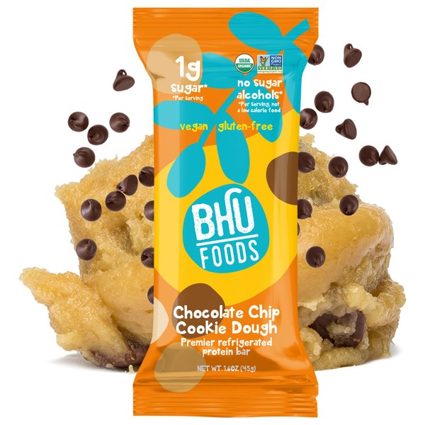 Bhu Foods Keto Bars | Organic Low Carb Protein Bars | Only 1g Sugar | Gluten Free, Vegan Bars, Sweetened with Monk Fruit | Healthy Keto Snacks for Adults | Chocolate Chip Cookie Dough (Pack of 8)