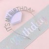 BAHABY It's My Birthday Sash & Birthday Headband Set Princess Birthday Sash and Tiara Birthday Gifts for Women Girls Sweet Happy Birthday Accessories for Party- Silver