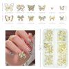 qiipii 32 Pcs Butterfly Nail Charms Gold Butterflies Charms for Nails Bow Nail Crystals Diamonds Rhinestones 3D Alloy Luxury Nail Gems Cute Nail Art Supplies for Acrylic Nails Decoration Crafts DIY