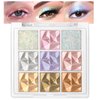 HOSAILY 9 Colors Glitter Eyeshadow Palette, Sparkling Face Eye Shadow Palette Makeup, High Pigment Chameleon Eyeshadow Rainbow Shimmer Highlighter, Long Lasting Waterproof Eye Makeup for Women