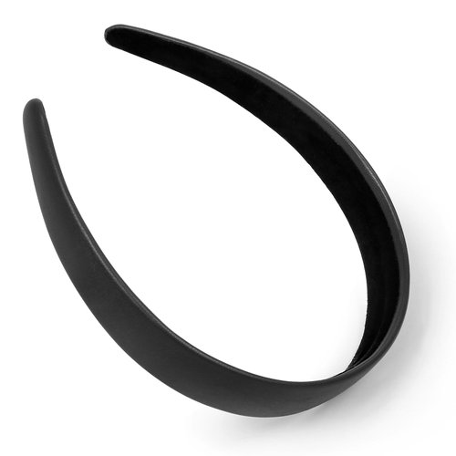 Black Headbands for Women Black Hairband Faux Leather Headband for Women and Girls Plastic Hard Head Band Solid Colors 1 Inch Thin Hair Bands