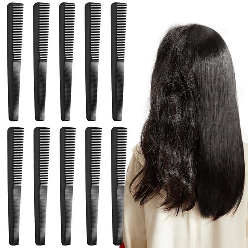 10 PACK 2 in-1 Barber Comb for Hair Stylist, Carbon Fine Cutting Comb, Fine and Wide Tooth Comb, Carbon Fiber Salon Hairdressing Comb, Purpose Heat Resistant Fine and Wide Tooth Comb