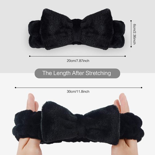 SINLAND Spa Facial Headband for Shower and Washing Face Women and Girls Bow Hair Band Facial Makeup Head Wrap Ultra Soft Terry Cloth 3 Pack
