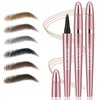 2Pcs Microblading Eyebrow Pen, Long-Lasting Waterproof Eyebrow Pencil with 4-Fork-Tip for 3D Realistic Brow, Easily Create Natural Hair-Like Brow Last All-Day, Eye Brow Pencils for Women -Light Brown