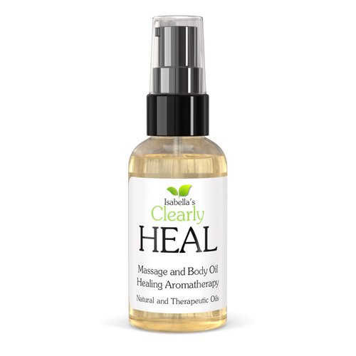 Clearly HEAL Aromatherapy Body Oil, Therapeutic Essential Oils with Almond, B5, Myrrh, Lavender | Natural Massage Oil for Moisturizing, for Couples, for Stress and Sore Muscles (2 Fl Oz)