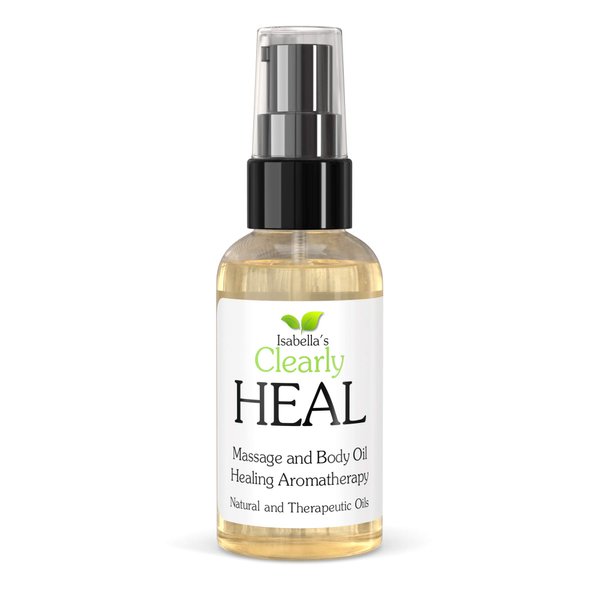 Clearly HEAL Aromatherapy Body Oil, Therapeutic Essential Oils with Almond, B5, Myrrh, Lavender | Natural Massage Oil for Moisturizing, for Couples, for Stress and Sore Muscles (2 Fl Oz)