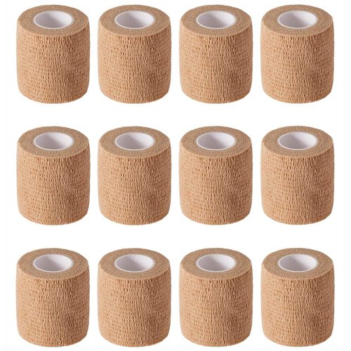 12 Pack 2" x 5 Yards Self Adhesive Elastic Bandage Wrap Stretch Self-Adherent Tape for First Aid,Sports, Wrist, Ankle (Skin Colors)