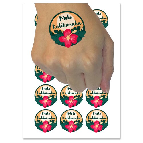 Mele Kalikimaka Hawaiian Merry Christmas Hibiscus Flower Temporary Tattoo Water Resistant Fake Body Art Set Collection - 15 2" Tattoos (1 Sheet)