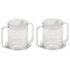 Independence 2-Handle Plastic Mug with 2 Style Lids, Lightweight Drinking Cup with Easy-to-Grasp Handles for Hot and Cold Beverages, Spill-Resistant Adult Sippy Cup (2-Pack)