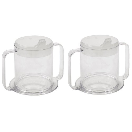 Independence 2-Handle Plastic Mug with 2 Style Lids, Lightweight Drinking Cup with Easy-to-Grasp Handles for Hot and Cold Beverages, Spill-Resistant Adult Sippy Cup (2-Pack)