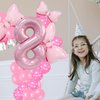 Pink Birthday Balloons Pink Bow Balloons 40 Inch Number Balloons Set for Pink Birthday Decorations 8 Year Old Girl Birthday Party Decoration Balloon Aluminum Film Balloon