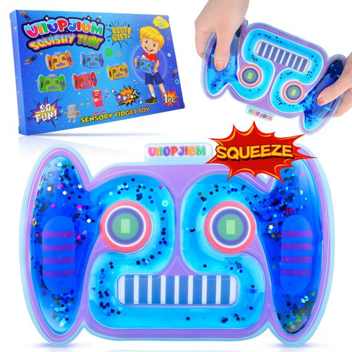 Sensory Fidget Toys for Boys Age 4 5 6 7 8-12 Year Old, Autism Calming Down Car Travel Toys, Autistic Squishy Tube Stress Relief Robot Toy Airplane Travel Games for Kids,Toddler Easter Basket Stuffers