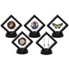 CrazyStorey Set of 10 Pcs Black Diamond Shape Display 3D Floating Frame Display Holder Stands ，Medallions, Jewelry，Challenge Coin，2.75 x 2.75 x 0.75 inches