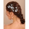 Kercisbeauty Silver Leaf Hair Pins Set (6PCS): Handmade Crystal Hair Pieces for Bohemian Weddings and Occasions