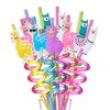 24 LLama Straws Party Favors for LLama Birthday Party Supplies with 2 Cleaning Brush