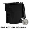 Mini Black Trash Can with Lid & Wheels for Wrestling Action Figures