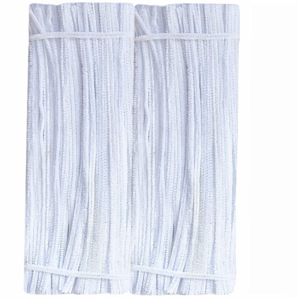 White Pipe Cleaners Crafts (100 Pack) Chenille Stems for DIY Art Decorations Creative (6 mm x 12 Inch)