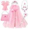 ShyLizard Princess Dress Up Clothes for Little Girls, 10 Pcs Toddler Dress Up Toys, Princess Cape with Crown, Wand, Jewelry, Princess Pretend Play Toys Gifts for 3 4 5 6 Year Old Girls(Pink)