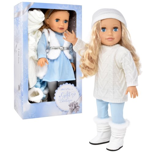 18 Inch Girl Doll with Clothes Set in Gift Box, Fashion Doll with Beautiful Long Blond Hair Blue Eyes with 2 Outfits, Boots and Accessories Princess Doll for Girls and Kids